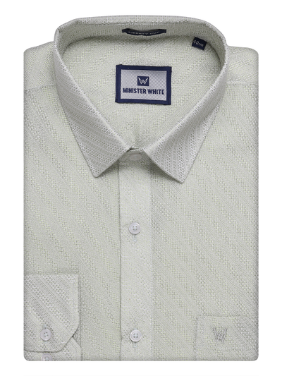 Mens Leaf Green Tissue Jacquard Shirt by Minister White
