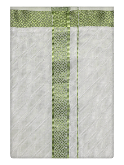 Mens Leaf Green Tissue Dhoti by Minister White