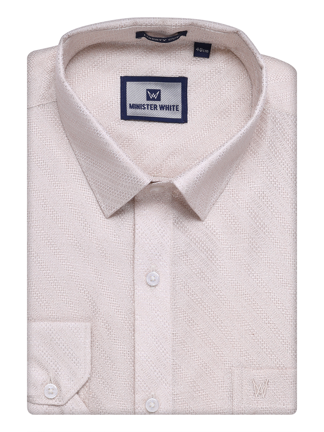 Mens Light Copper Tissue Jacquard Shirt by Minister White