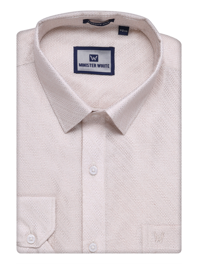 Mens Light Copper Tissue Jacquard Shirt by Minister White
