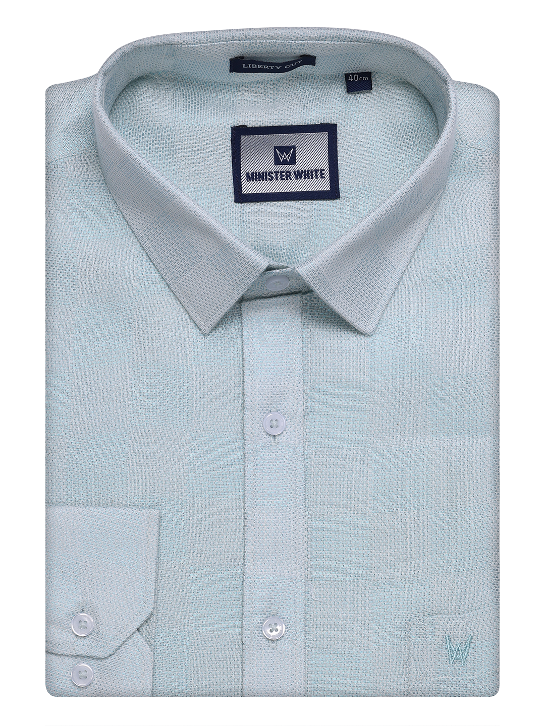 Mens Mint Blue Tissue Jacquard Shirt by Minister White