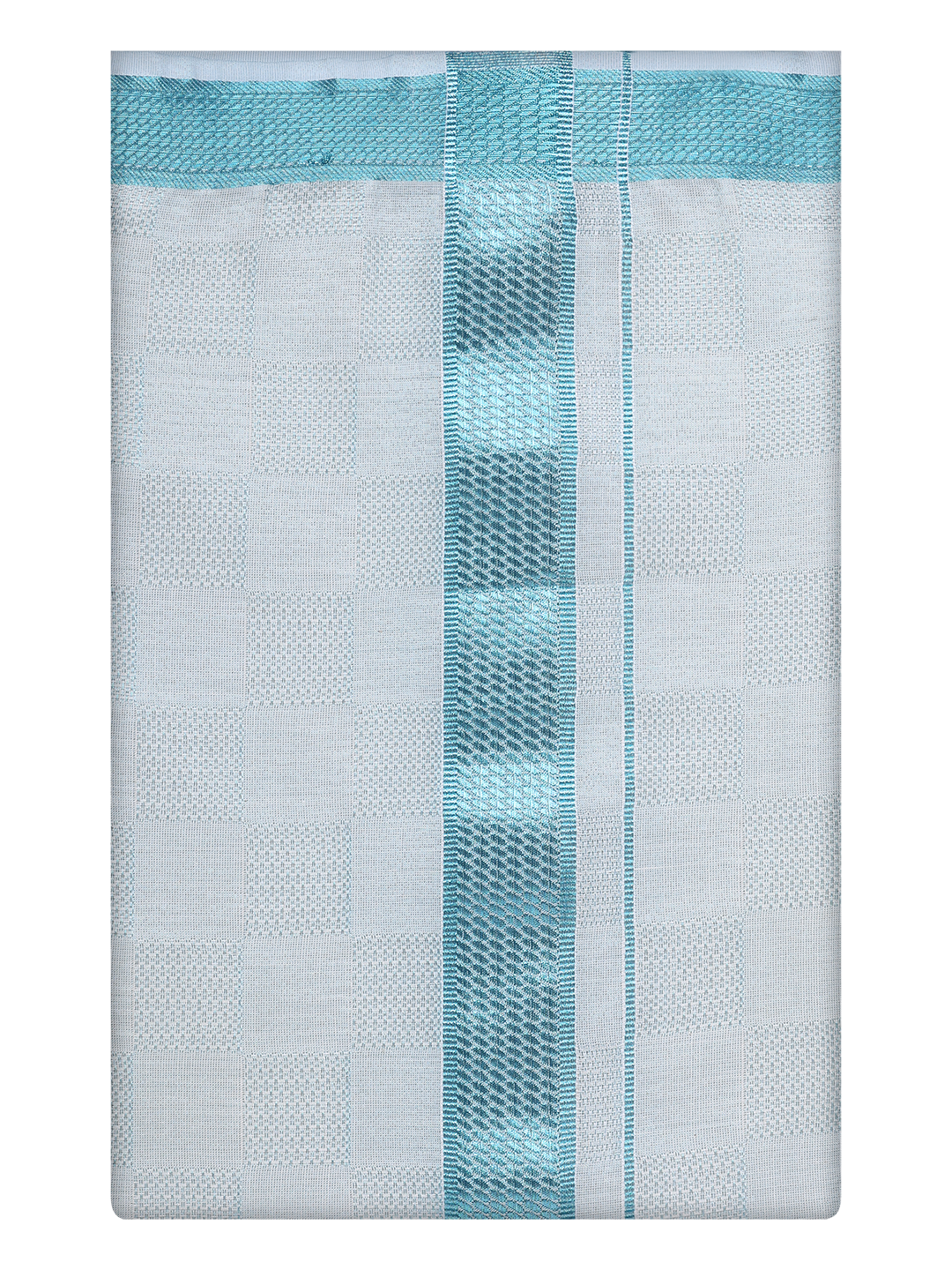 Mens Mint Blue Tissue Dhoti by Minister White