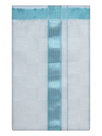 Mens Mint Blue Tissue Dhoti by Minister White