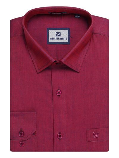 Mens Cotton Medium Wine Color Shirt by Minister White