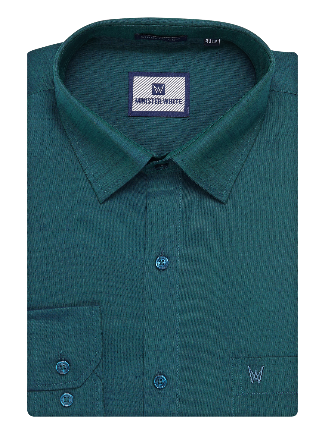 Mens Cotton Teal Green Color Shirt by Minister White