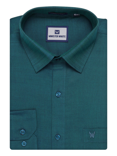 Mens Cotton Teal Green Color Shirt by Minister White