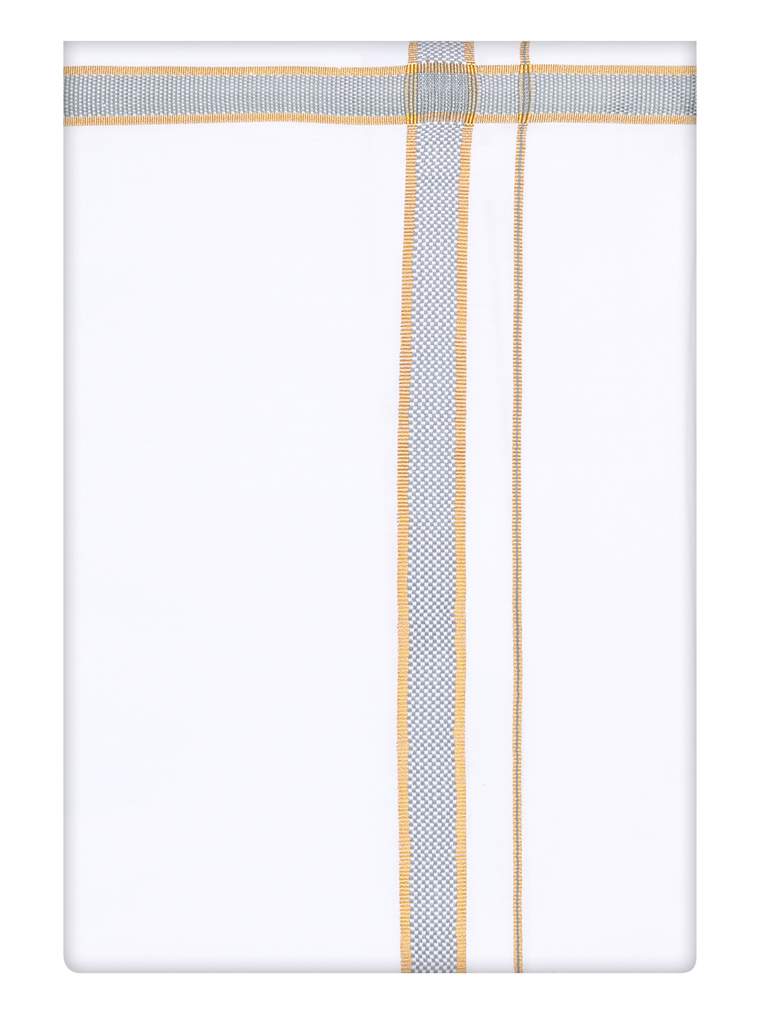 Mens Cotton White Dhoti with Teal Green Broder by Minister White