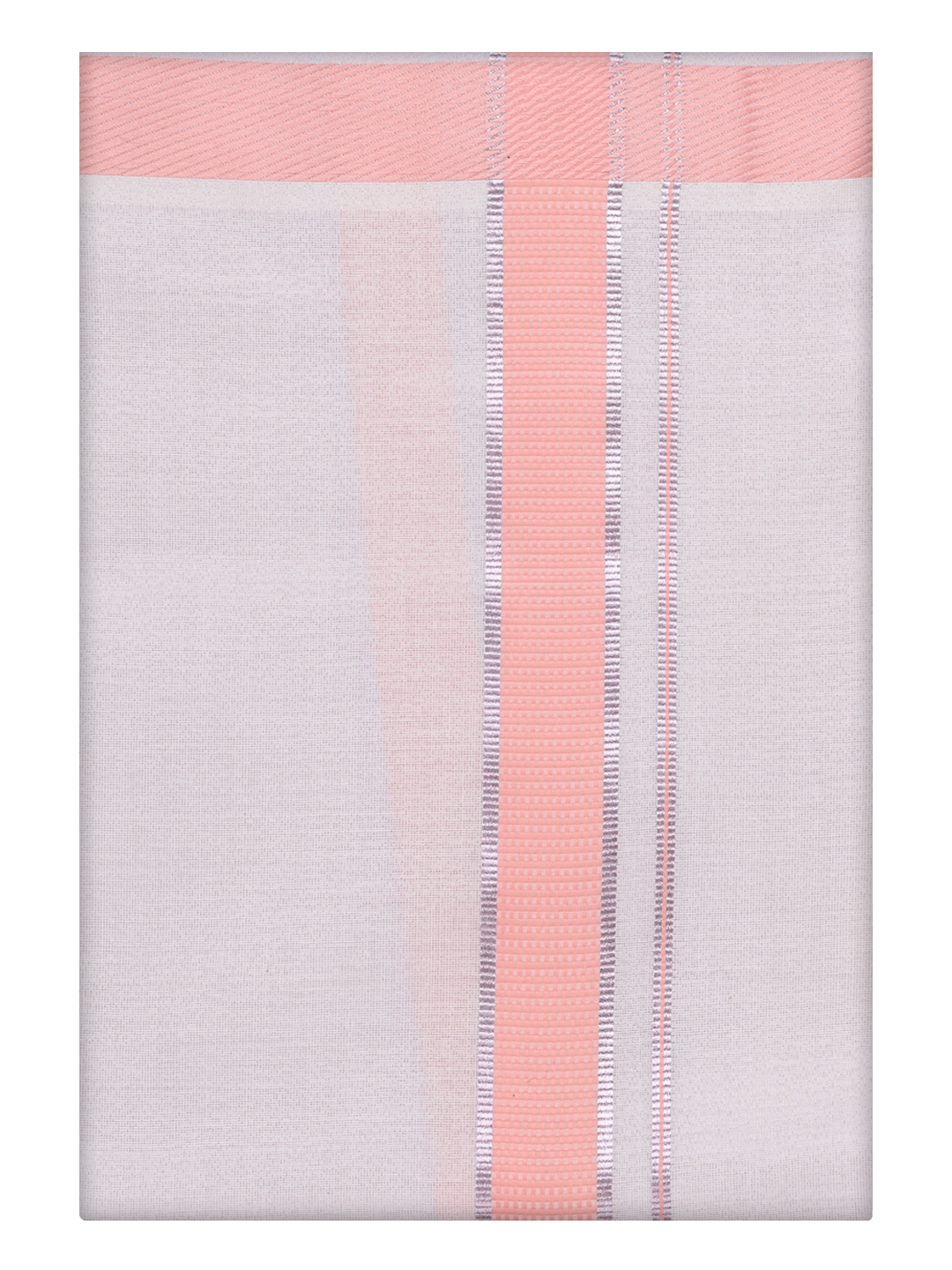 Mens Cotton White Shirt with Peach Color Border Dhoti by Minister White