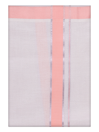 Mens Cotton White Shirt with Peach Color Border Dhoti by Minister White