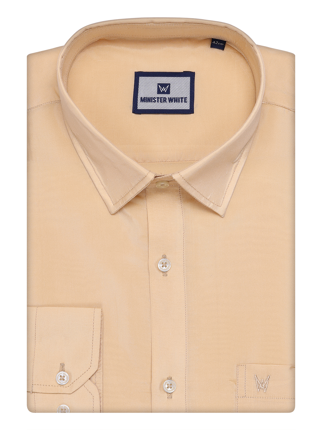 Mens Art Silk Medium Gold Color Full Sleeves Shirt by Minister White