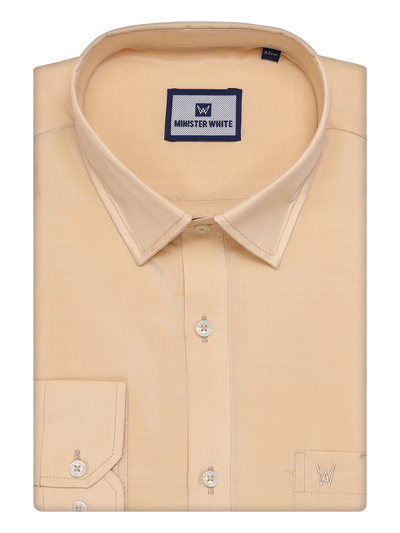 Mens Art Silk Medium Gold Color Full Sleeves Shirt by Minister White