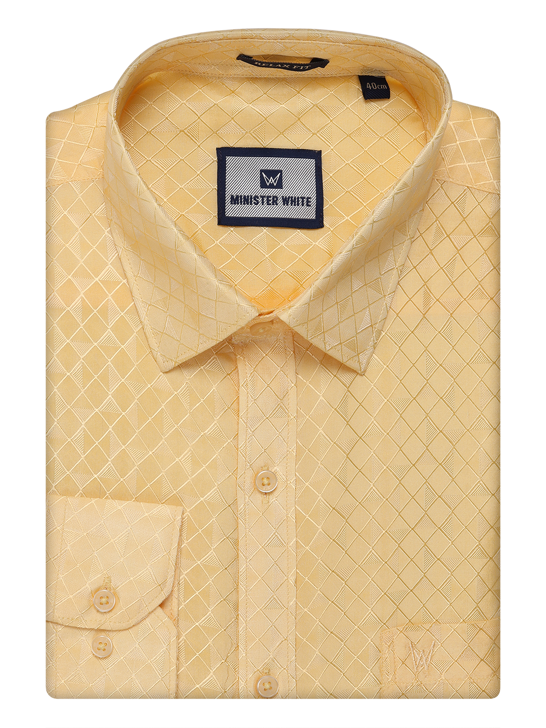 Mens Art Silk Light Gold Full Sleeves Shirt by Minister White