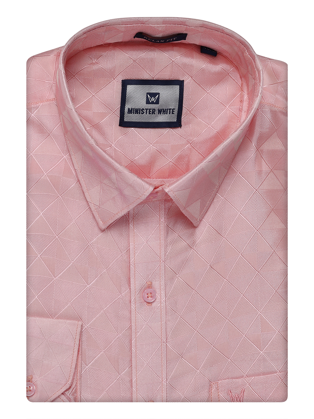 Mens Art Silk Pink Full Sleeves Shirt by Minister White