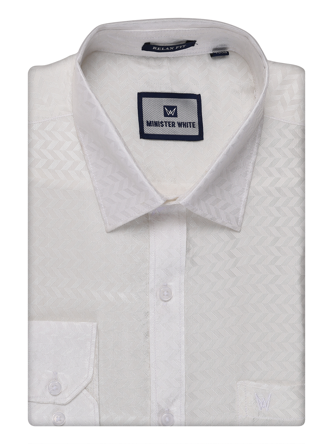 Mens Art Silk Half White Full Sleeves Shirt by Minister White