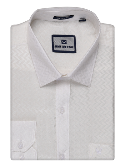 Mens Art Silk Half White Full Sleeves Shirt by Minister White