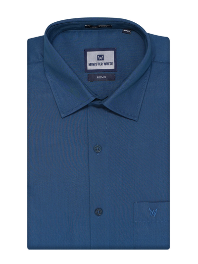 Mens Cotton Regular Fit Teal Colour Shirt Remo by Minister White