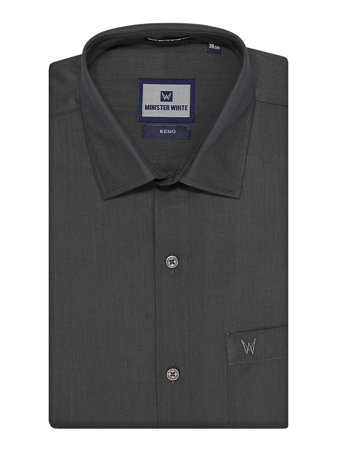 Mens Cotton Regular Fit Charcoal Colour Shirt Remo by Minister White