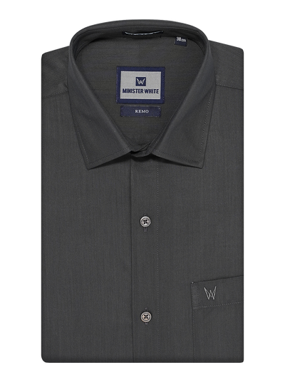 Mens Cotton Regular Fit Charcoal Colour Shirt Remo by Minister White