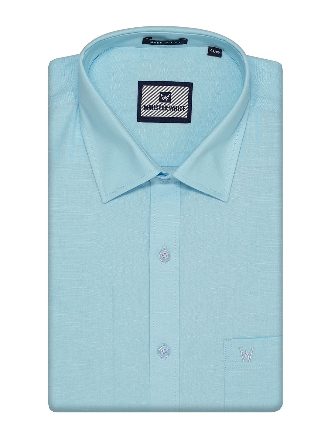 Mens Cotton Linen Regular Fit Sky Blue Colour Shirt Azuro Linen by Minister White