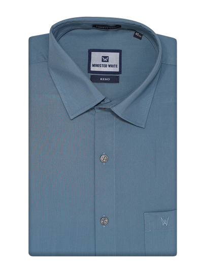 Mens Cotton Regular Fit Graphite Colour Shirt Remo by Minister White