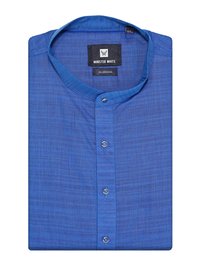 Mens Cotton Blue Colour Full Sleeves Kurta Alabama by Minister White