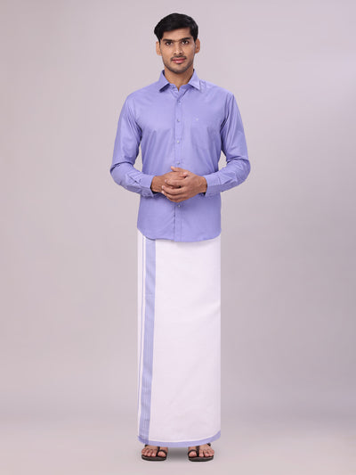 Men's Cotton Light Purple Matching Shirt and Dhoti Combo Luster