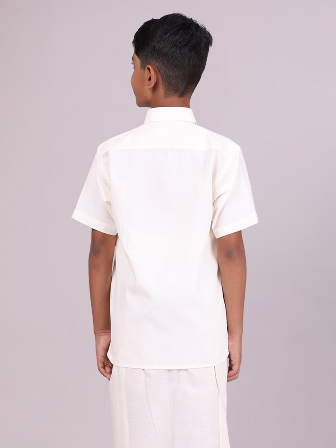 Boy's Cotton Cream Half Sleeves Shirt Shiny Boy