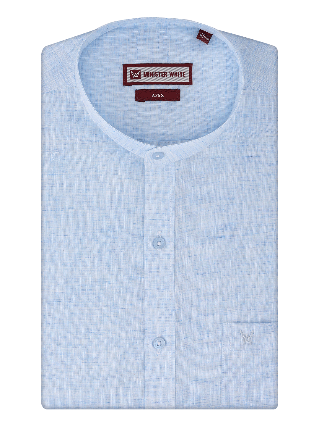 Men's Sky Blue Color Chinese Collar Regular Fit Shirt Apex