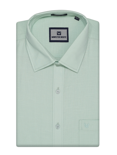 Mens Cotton Linen Regular Fit Lime Colour Shirt Azuro Linen by Minister White