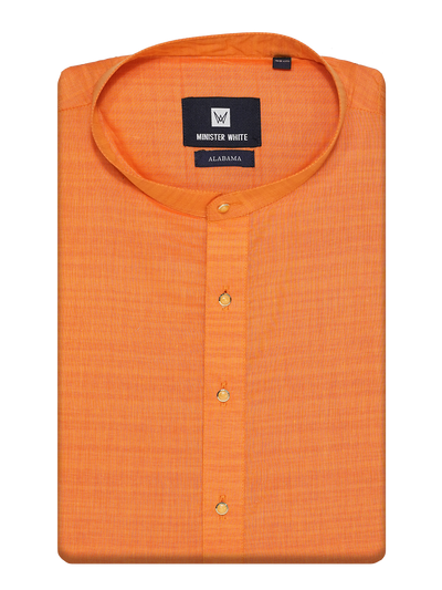 Mens Cotton Orange Colour Full Sleeves Kurta Alabama by Minister White