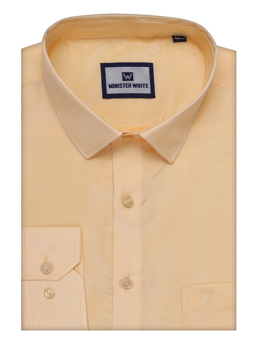 Mens Art Silk Light Gold Full Sleeves Shirt by Minister White