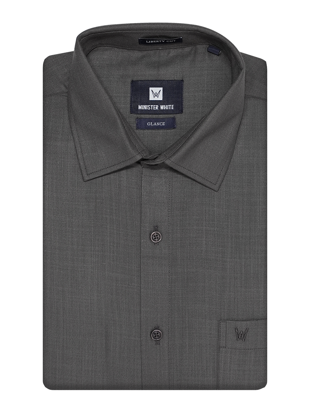 Mens Cotton Charcoal Colour Regular Fit Shirt Glance by Minister White