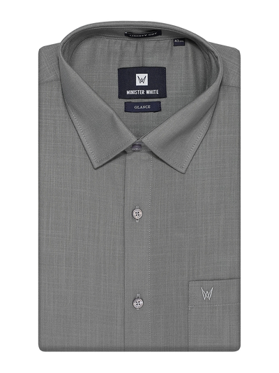 Mens Cotton Grey Colour Regular Fit Shirt Glance by Minister White