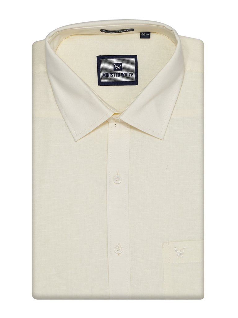 Mens Cotton Linen Regular Fit Cream Shirt | Minister White – ministerwhite .com