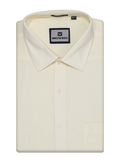 Mens Cotton Linen Regular Fit Cream Colour Shirt Azuro Linen by Minister White
