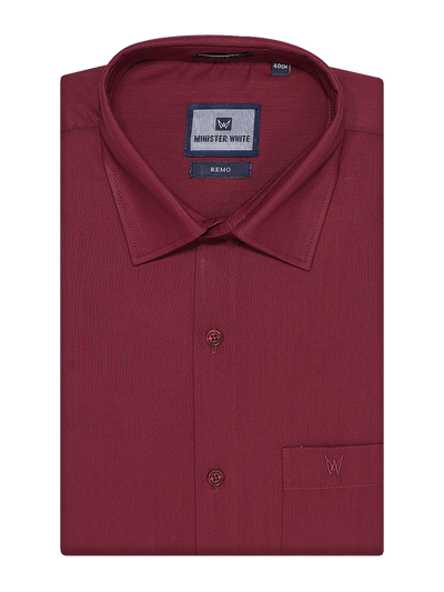 Mens Cotton Regular Fit Maroon Colour Shirt Remo by Minister White