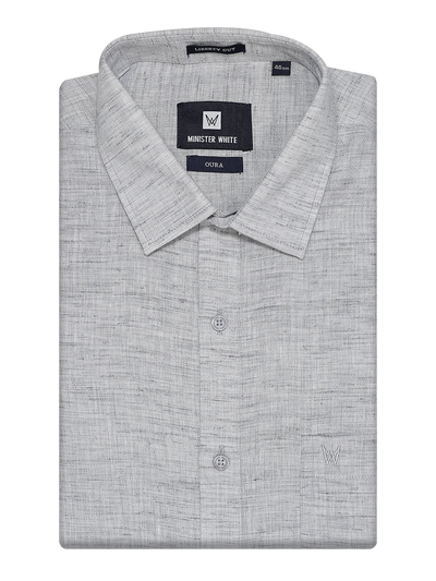 Mens Cotton Steel Colour Regular Fit Shirt Oura by Minister White