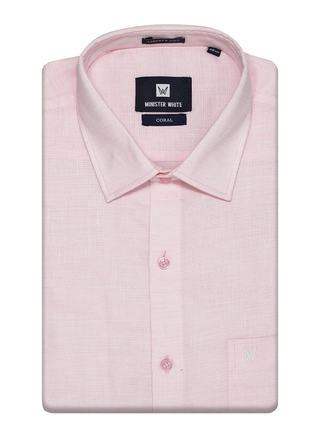 Mens Starch Cotton Pink Colour Regular Fit Shirt Coral by Minister White