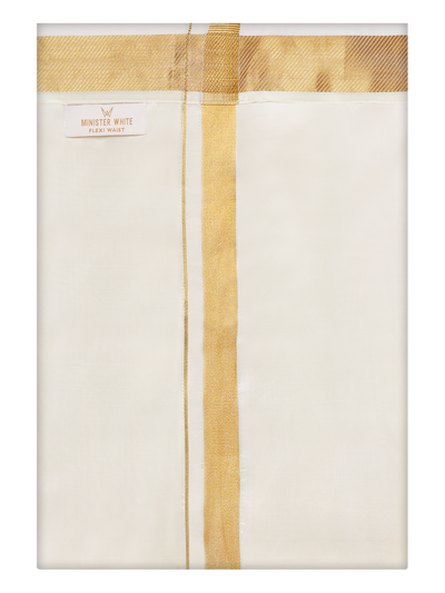 Mens 70k Gold Jari Border Flexi Dhoti Finesse