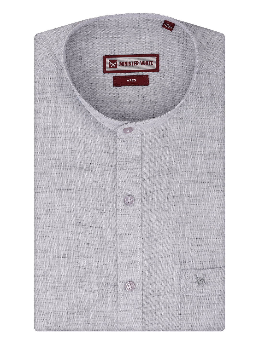 Men's Ash Color Chinese Collar Regular Fit Shirt Apex