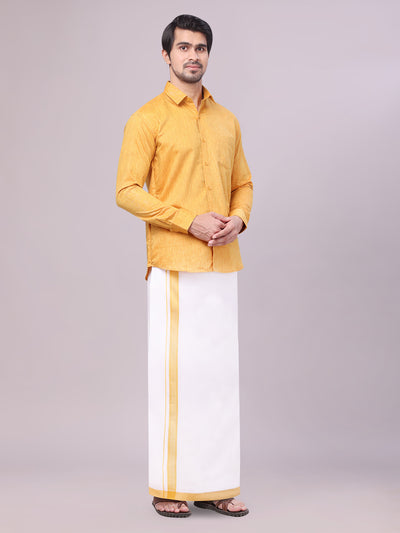 Mustard Men Shirt Dhoti Set Combo