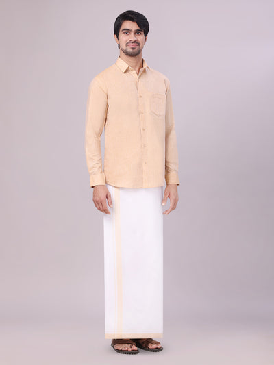 Father Light Sandal Men Shirt Dhoti Set Combo