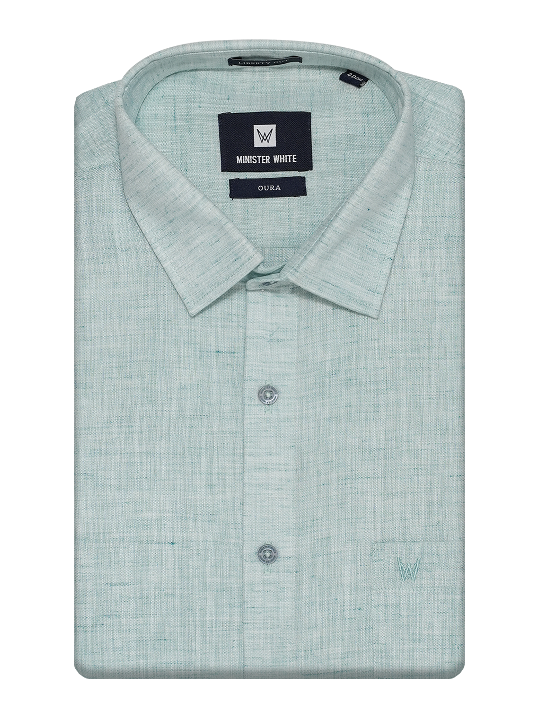 Mens Cotton Mint Colour Regular Fit Shirt Oura by Minister White