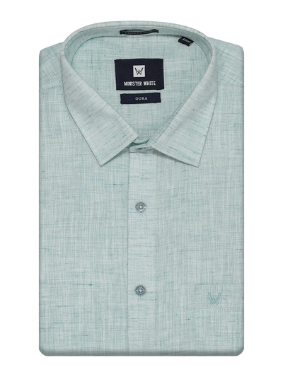 Mens Cotton Mint Colour Regular Fit Shirt Oura by Minister White
