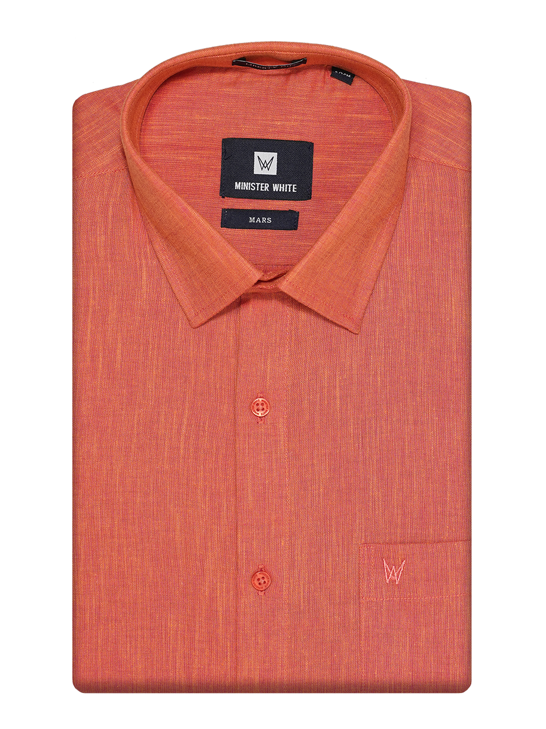 Mens Cotton Regular Fit Dark Orange Colour Shirt Mars by Minister White