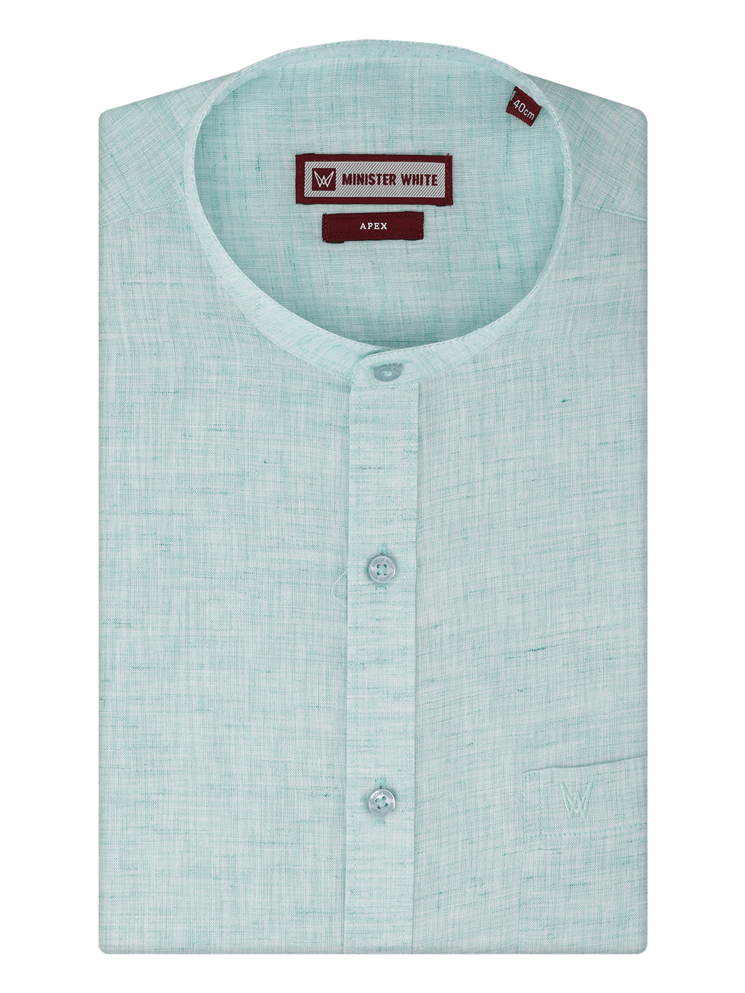 Men's Sea Green Color Chinese Collar Regular Fit Shirt Apex