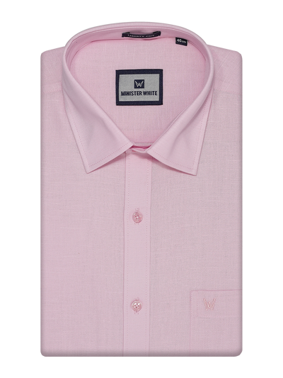 Mens Cotton Linen Regular Fit Pink Colour Shirt Azuro Linen by Minister White