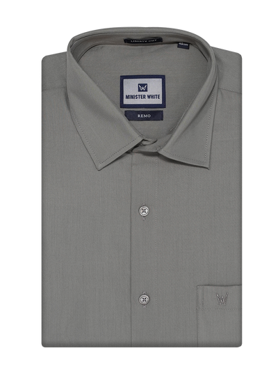 Mens Cotton Regular Fit Cement Colour Shirt Remo by Minister White