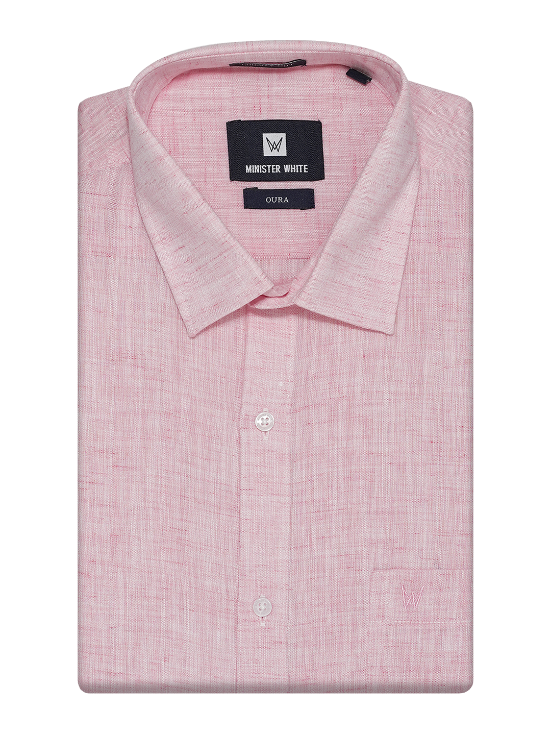 Mens Cotton Pink Colour Regular Fit Shirt Oura by Minister White