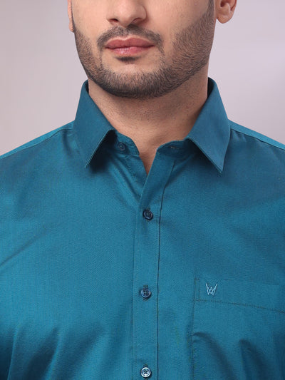 Men's Cotton Steel Blue Shirt Nector close view